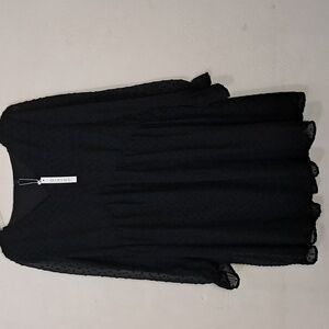 Qixing Women's Size 14 Sheer Dot Layered Long Sleeve Dress